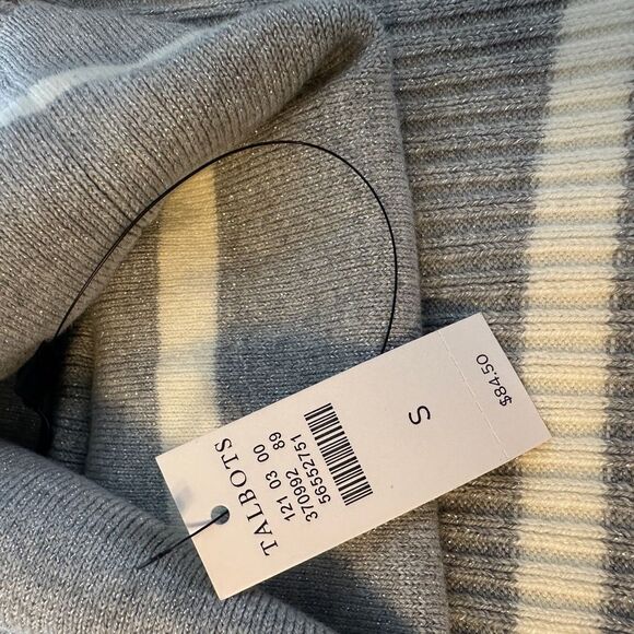 NWT Talbots grey with cream striped turtleneck sweater - s - Picture 8 of 9